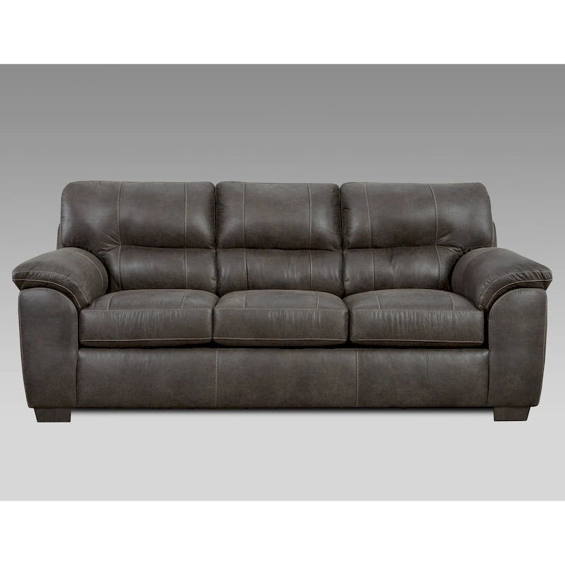 Juego de sofá de 4 piezas con parte superior de almohada y brazos de tela gris