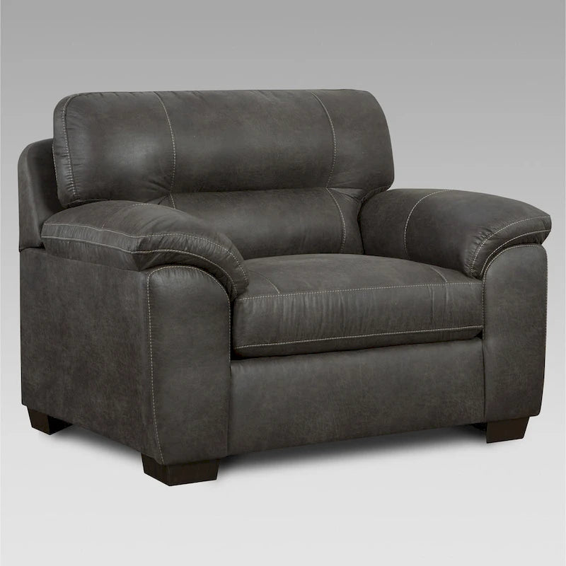 Juego de sofá de 4 piezas con parte superior de almohada y brazos de tela gris