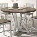 Mesa de comedor redonda a la altura de mostrador Ash Brown y Antique White, para 4 personas