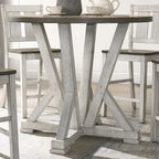 Mesa de comedor redonda a la altura de mostrador Ash Brown y Antique White, para 4 personas