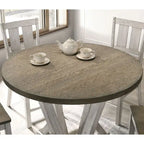 Mesa de comedor redonda a la altura de mostrador Ash Brown y Antique White, para 4 personas