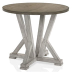 Mesa de comedor redonda a la altura de mostrador Ash Brown y Antique White, para 4 personas