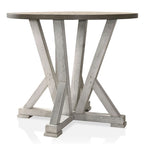 Mesa de comedor redonda a la altura de mostrador Ash Brown y Antique White, para 4 personas
