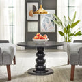 Mesa de centro redonda negra con pedestal, capacidad para 1 persona