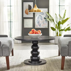 Mesa de centro redonda negra con pedestal, capacidad para 1 persona