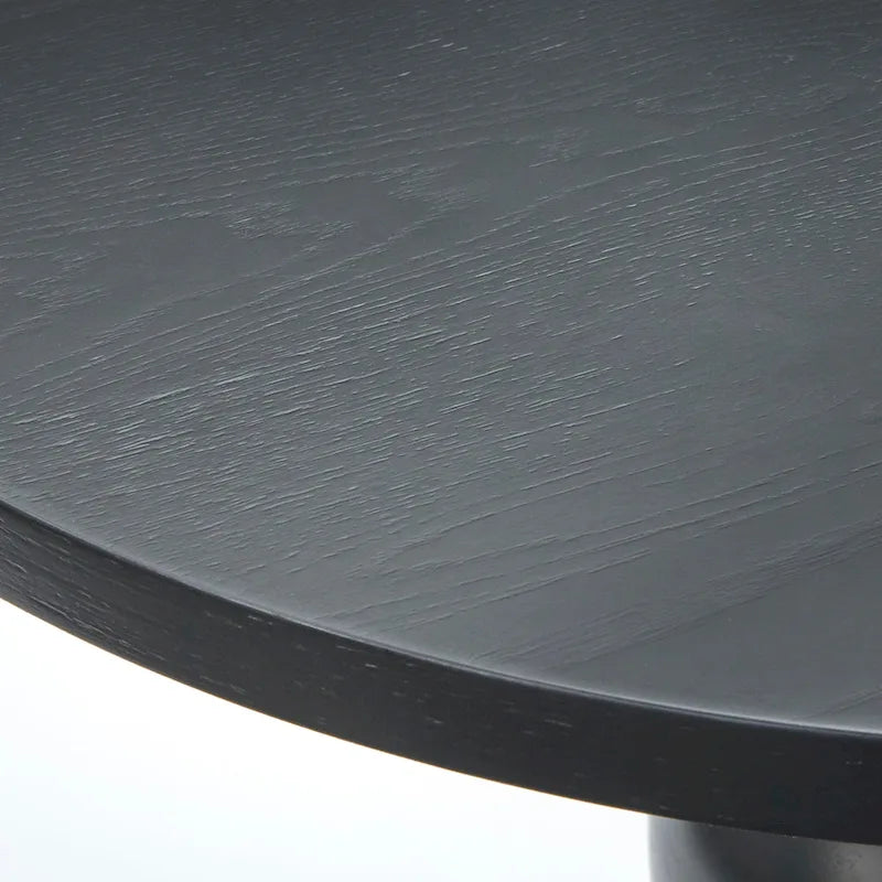 Mesa de centro redonda negra con pedestal, capacidad para 1 persona