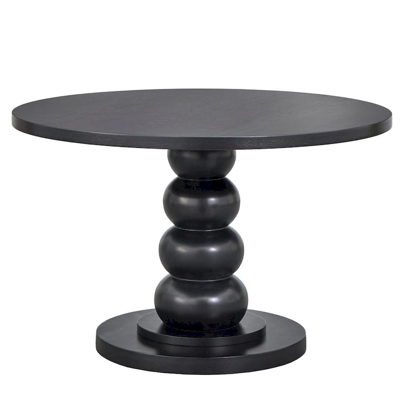 Mesa de centro redonda negra con pedestal, capacidad para 1 persona