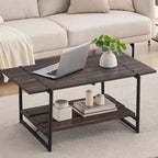 Mesa de Centro Industrial de 2 Niveles – Gris / Nogal Negro / Roble, para 1 persona