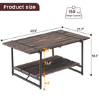 Mesa de Centro Industrial de 2 Niveles – Gris / Nogal Negro / Roble, para 1 persona
