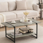Mesa de Centro Industrial de 2 Niveles – Gris / Nogal Negro / Roble, para 1 persona