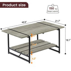 Mesa de Centro Industrial de 2 Niveles – Gris / Nogal Negro / Roble, para 1 persona