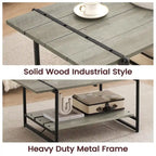 Mesa de Centro Industrial de 2 Niveles – Gris / Nogal Negro / Roble, para 1 persona
