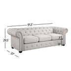 Juego de sofá Chesterfield y diván con mechones beige, gris o gris oscuro, lino, 2+3 plazas