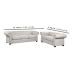 Juego de sofá Chesterfield y diván con mechones beige, gris o gris oscuro, lino, 2+3 plazas