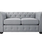 Juego de sofá Chesterfield y diván con mechones beige, gris o gris oscuro, lino, 2+3 plazas