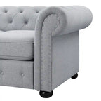 Juego de sofá Chesterfield y diván con mechones beige, gris o gris oscuro, lino, 2+3 plazas