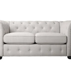 Juego de sofá Chesterfield y diván con mechones beige, gris o gris oscuro, lino, 2+3 plazas