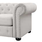 Juego de sofá Chesterfield y diván con mechones beige, gris o gris oscuro, lino, 2+3 plazas