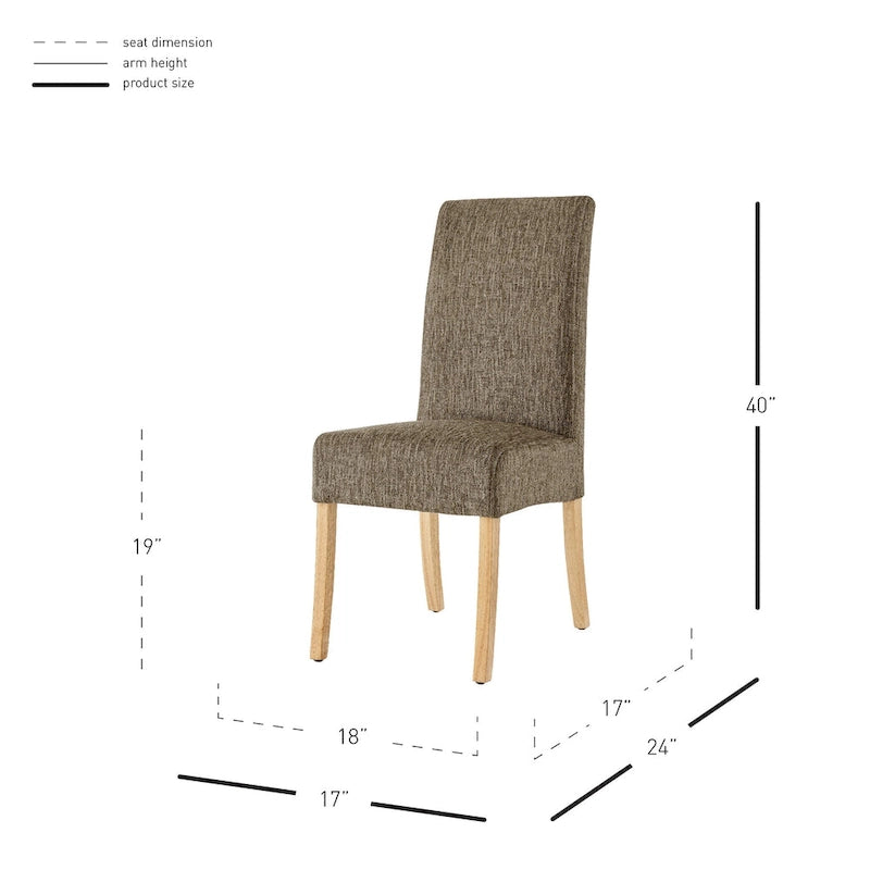 Silla de comedor de tela, patas rectas, juego de 2 (varios colores)