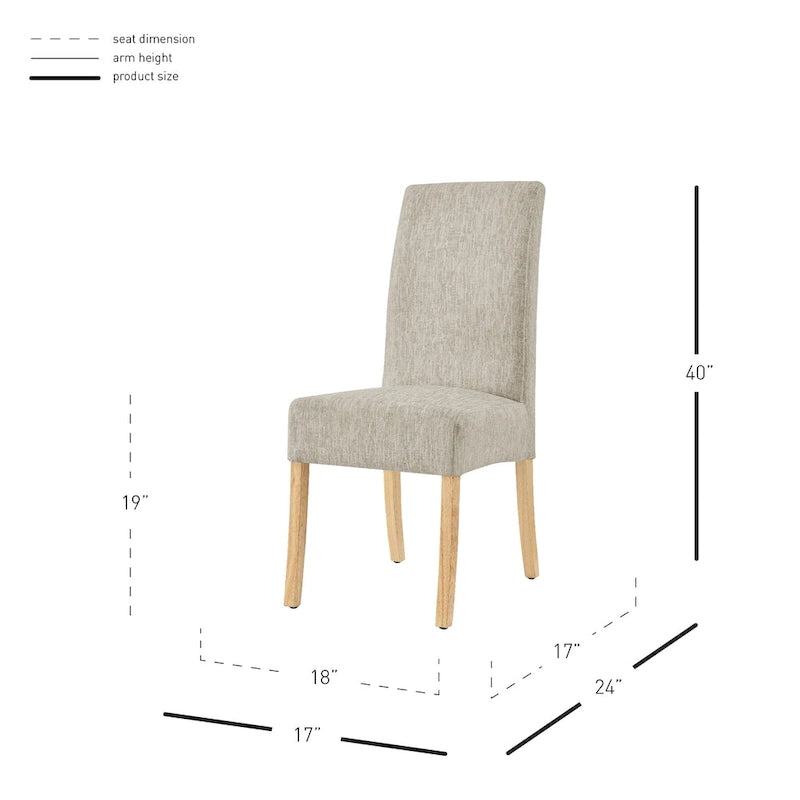 Silla de comedor de tela, patas rectas, juego de 2 (varios colores)