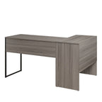 Escritorio esquinero en forma de L con acabado de madera gris para 1 persona