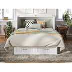 Arcón de cama Murphy tamaño Queen con colchón – Gris / Blanco / Espresso, Capacidad para 1–2 personas