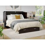 Arcón de cama Murphy tamaño Queen con colchón – Gris / Blanco / Espresso, Capacidad para 1–2 personas