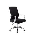 Silla de oficina giratoria con respaldo de malla rosa/negra/blanca, asiento individual