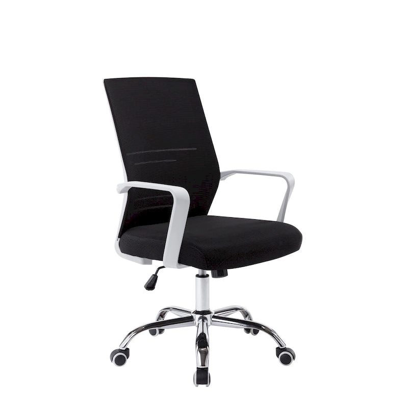 Silla de oficina giratoria con respaldo de malla rosa/negra/blanca, asiento individual