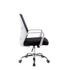 Silla de oficina giratoria con respaldo de malla rosa/negra/blanca, asiento individual
