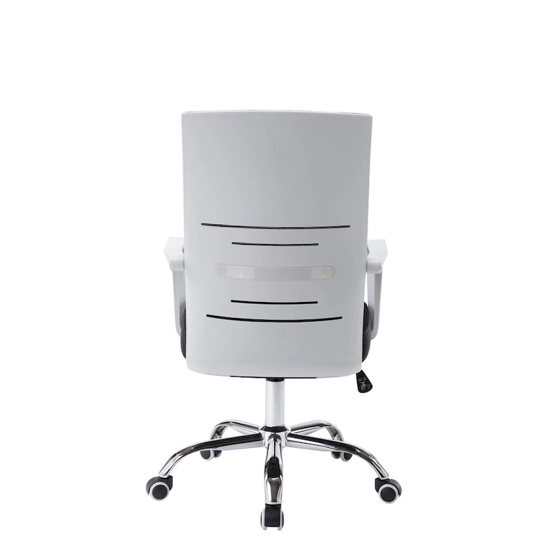 Silla de oficina giratoria con respaldo de malla rosa/negra/blanca, asiento individual