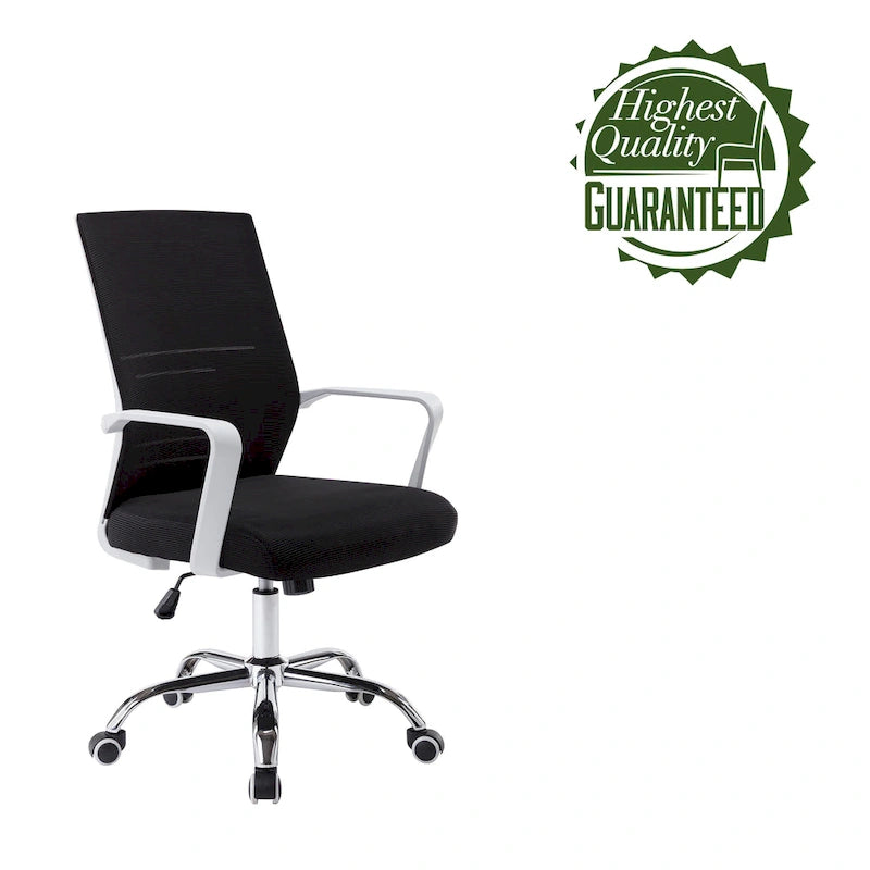 Silla de oficina giratoria con respaldo de malla rosa/negra/blanca, asiento individual
