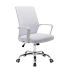 Silla de oficina giratoria con respaldo de malla rosa/negra/blanca, asiento individual