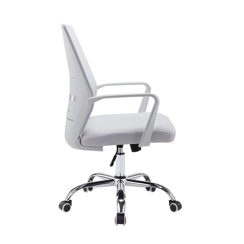 Silla de oficina giratoria con respaldo de malla rosa/negra/blanca, asiento individual