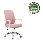 Silla de oficina giratoria con respaldo de malla rosa/negra/blanca, asiento individual
