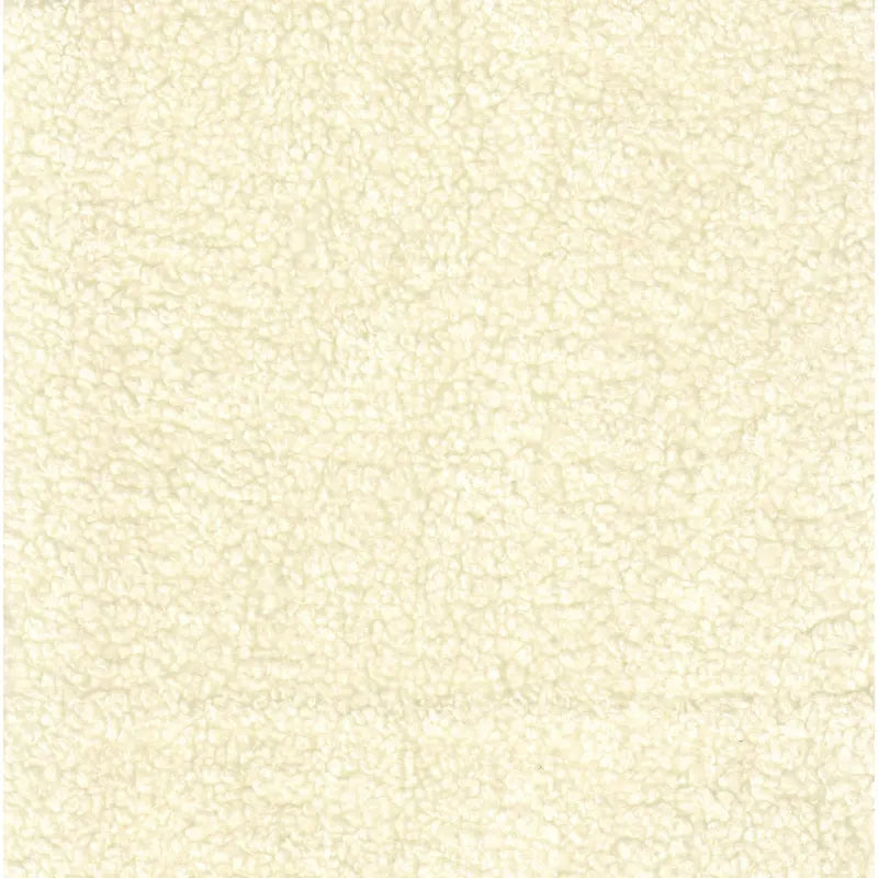 Puf redondo, piel sintética de oveja color crema, base de metal negro mate, asiento individual
