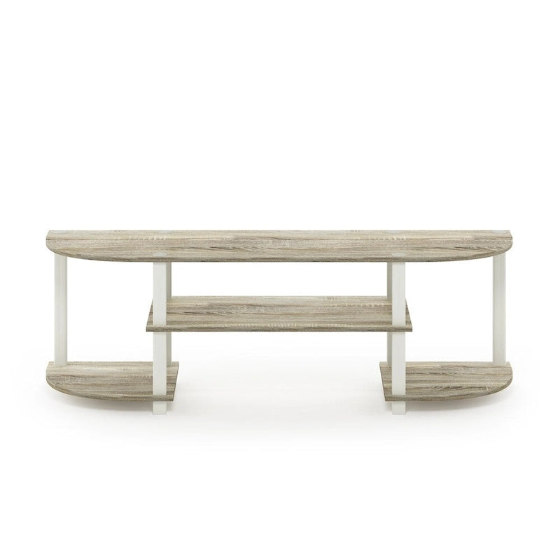 Mueble esquinero para TV y entretenimiento Sonoma Roble/Blanco, 3 estantes, montaje sin herramientas