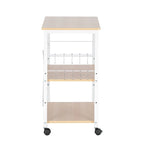 Carro de cocina rodante de 3 niveles con ganchos, marrón / marrón oscuro / beige claro