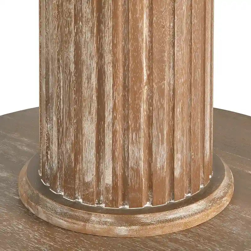 Mesa de comedor redonda con pedestal de madera natural recuperada