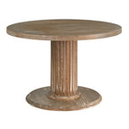Mesa de comedor redonda con pedestal de madera natural recuperada