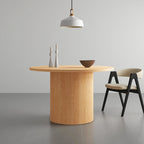 Mesa de comedor redonda de roble, madera maciza, 4-6 plazas