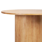 Mesa de comedor redonda de roble, madera maciza, 4-6 plazas