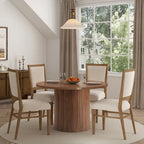 Mesa de comedor redonda de roble, madera maciza, 4-6 plazas