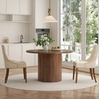 Mesa de comedor redonda de roble, madera maciza, 4-6 plazas