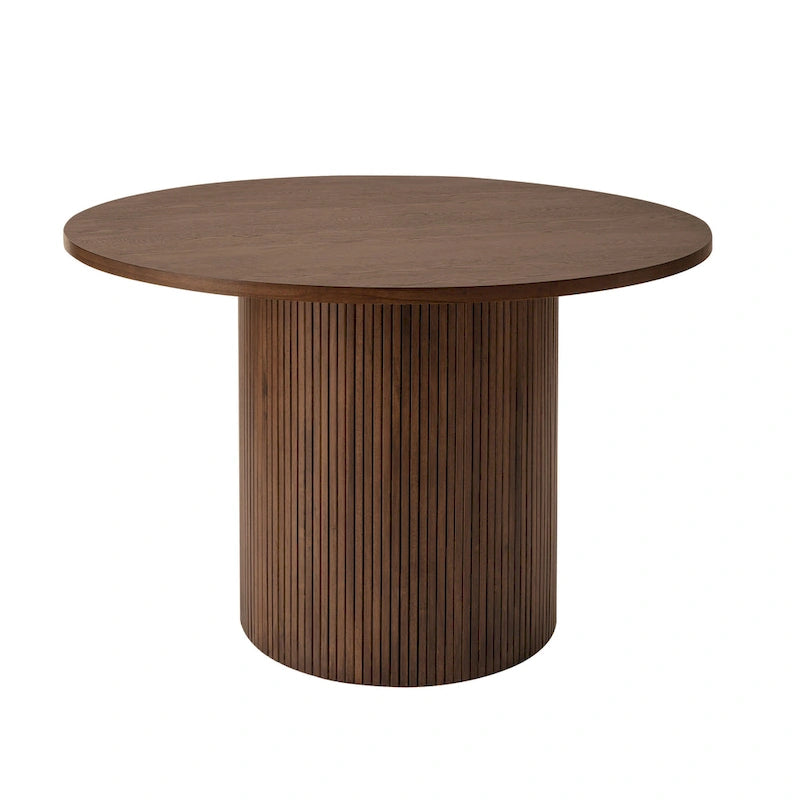 Mesa de comedor redonda de roble, madera maciza, 4-6 plazas