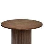 Mesa de comedor redonda de roble, madera maciza, 4-6 plazas