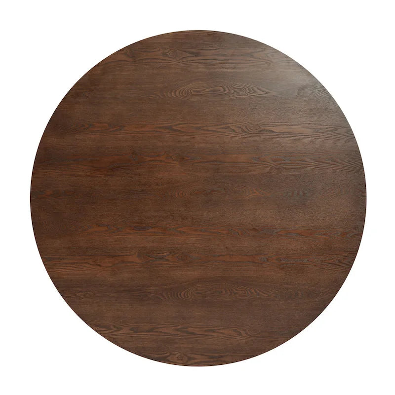 Mesa de comedor redonda de roble, madera maciza, 4-6 plazas