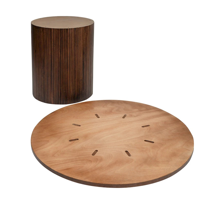 Mesa de comedor redonda de roble, madera maciza, 4-6 plazas