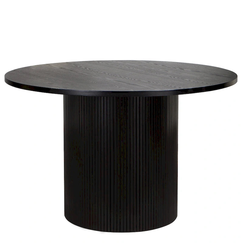 Mesa de comedor redonda de roble, madera maciza, 4-6 plazas