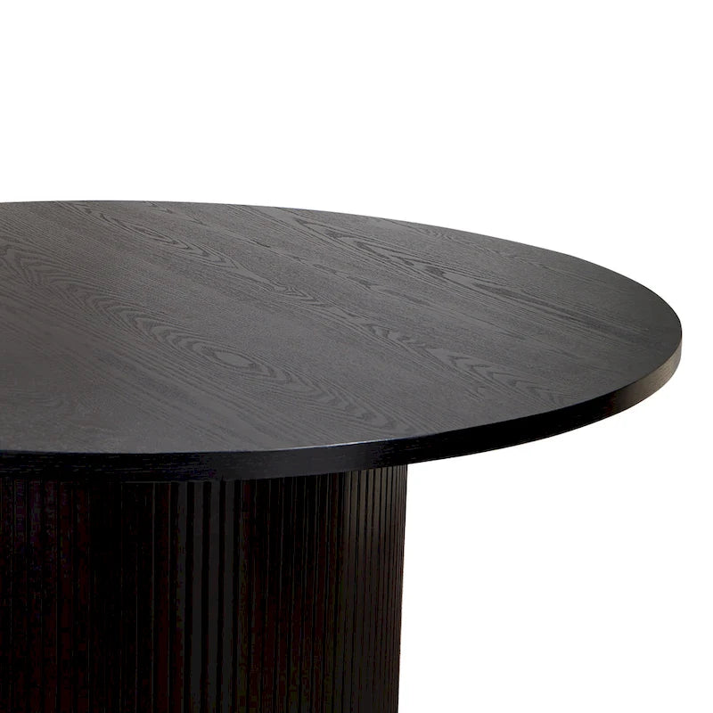 Mesa de comedor redonda de roble, madera maciza, 4-6 plazas